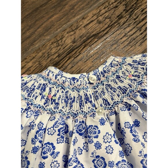 Princess Lib Blue Floral Smocked Dress Bloomer Set Baby Infant Size 9 Mos Pink‎ - Picture 6 of 10